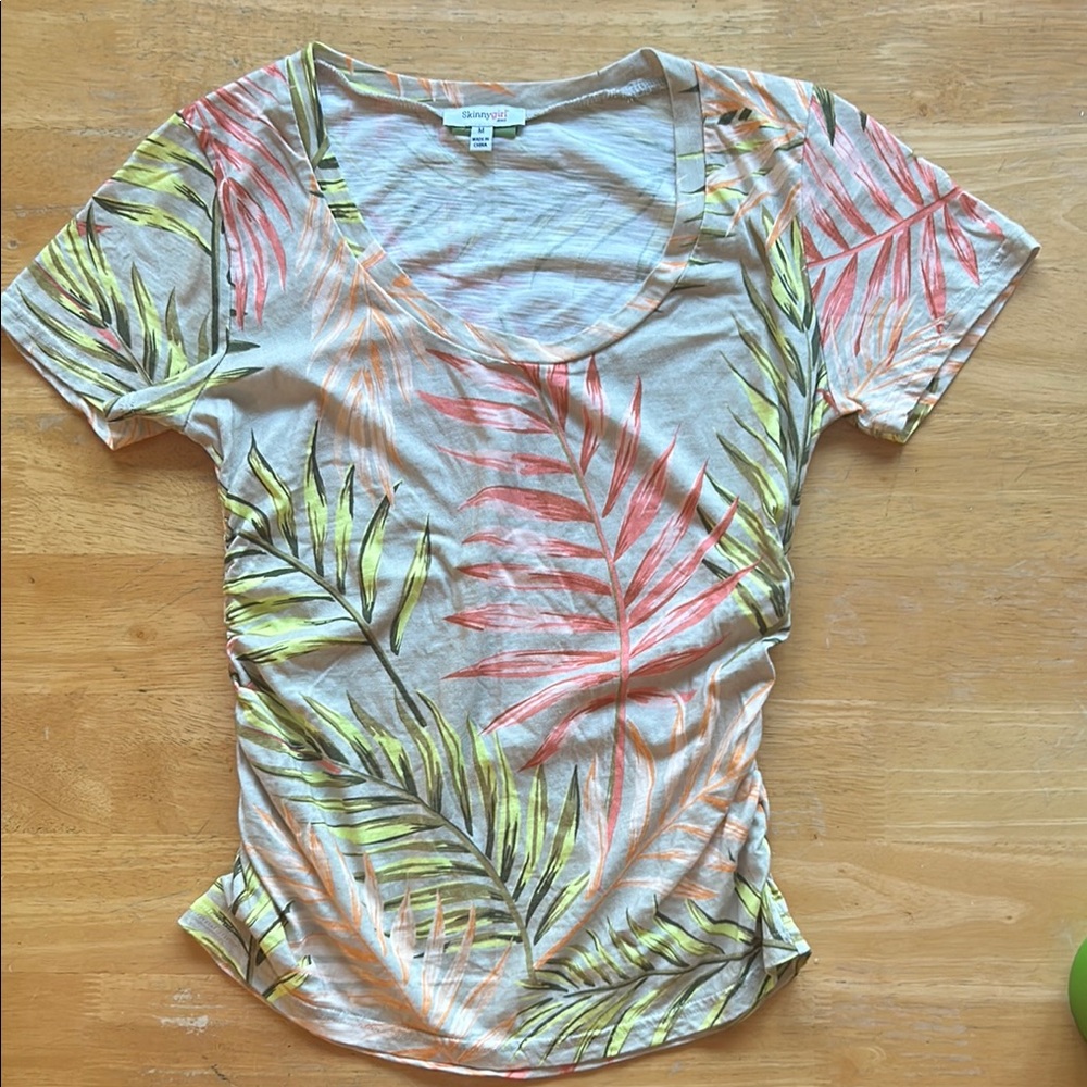 Skinnygirl Multicolor Leaf Print Top SM